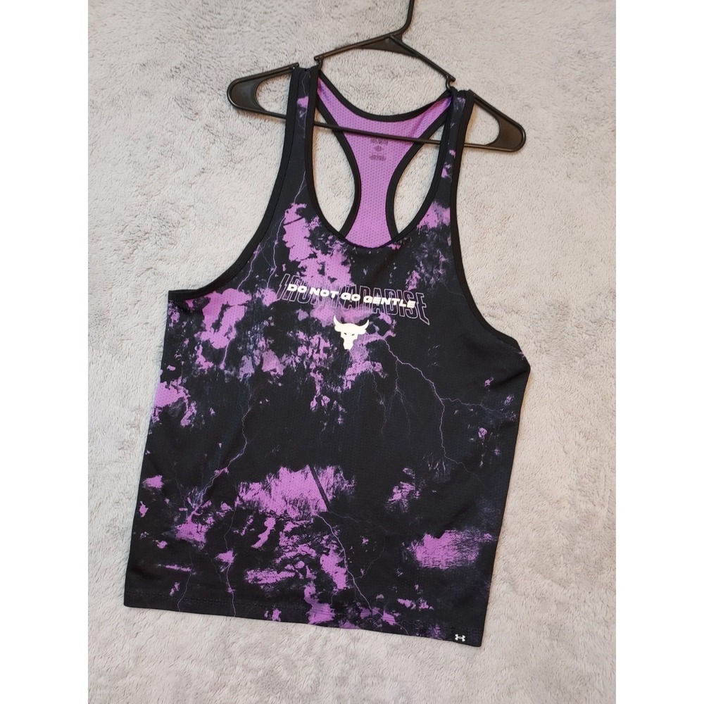 Under Armour Tank Top Mens Medium Project Rock Mesh Printed Shirt Purple Gym M